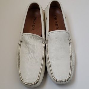 Prada men's white size 8.5 driving shoes